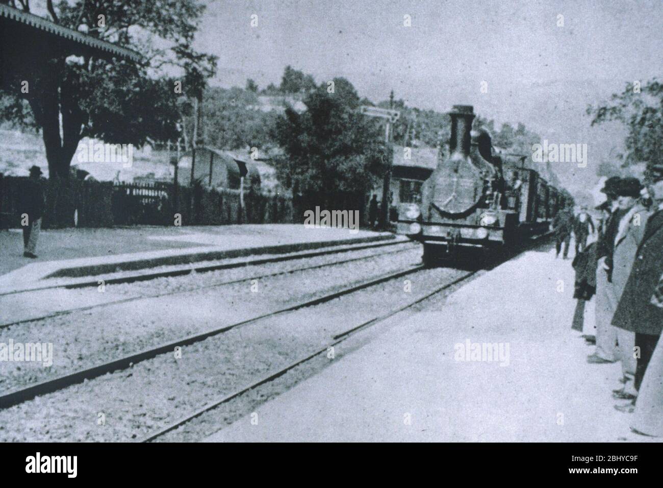 L'arrivée du train en gare de la Ciotat année: 1895 - France directeurs: Auguste lumière, Louis lumière Banque D'Images