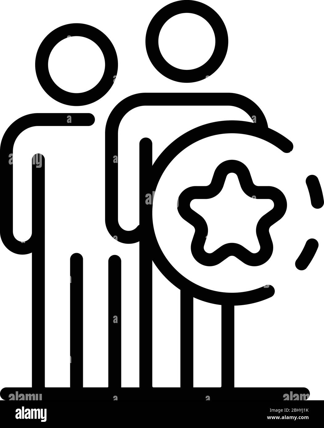 Icône de travail d'équipe de divertissement, style de contour Illustration de Vecteur