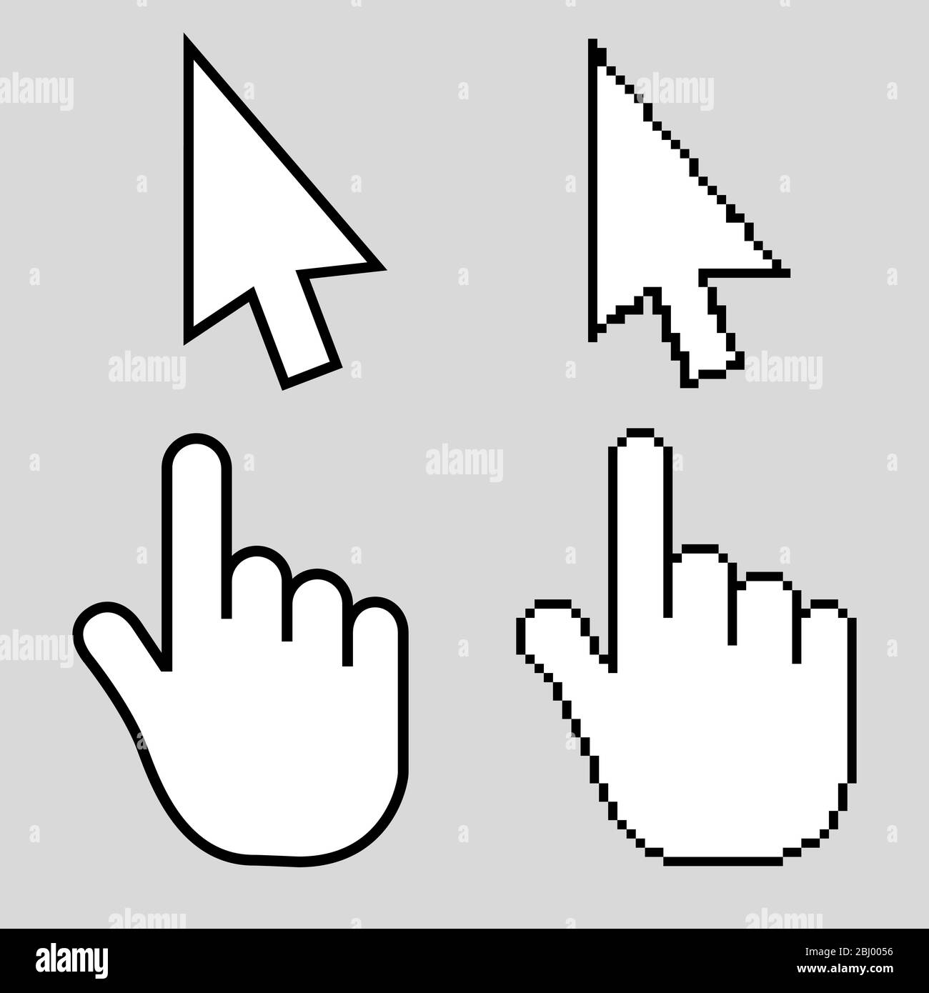 Icône du curseur à la main avec un index et une flèche. Illustration de Vecteur