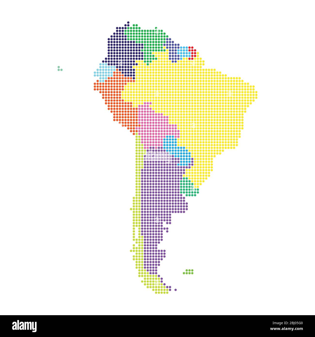 Carte d'Amérique du Sud en trame de points demi-ton Illustration de Vecteur