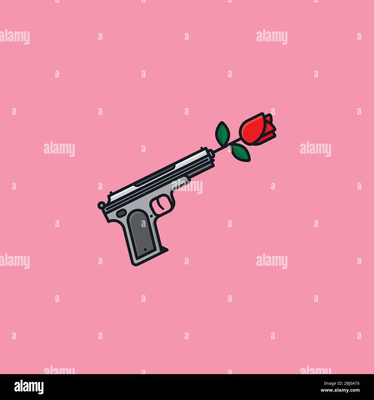 Pistolet avec fleur de rose dans l'illustration vectorielle de canon pour la Journée des objecteurs de conscience le 15 mai. Symbole de paix et de pacifisme. Illustration de Vecteur