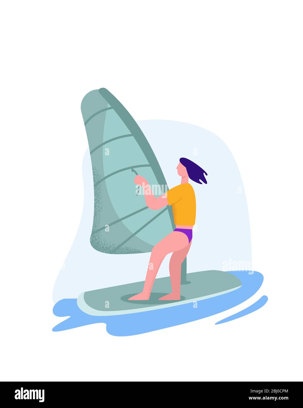 Planche à voile sur les vagues. Concept de surfeur extrême Illustration de Vecteur