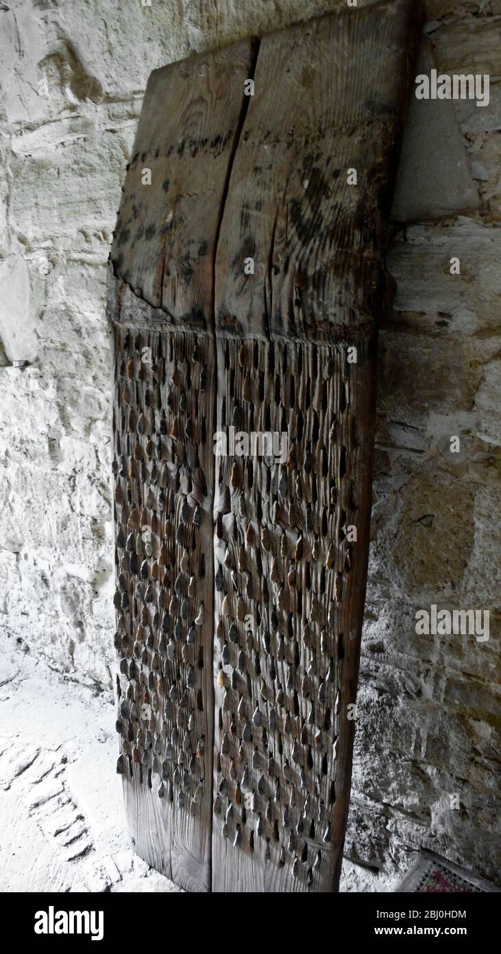 Un traîneau à battage, utilisé dans les pays de la Méditerranée orientale depuis les temps bibliques jusqu'au XXe siècle, une caractéristique ancienne de Meditera Banque D'Images