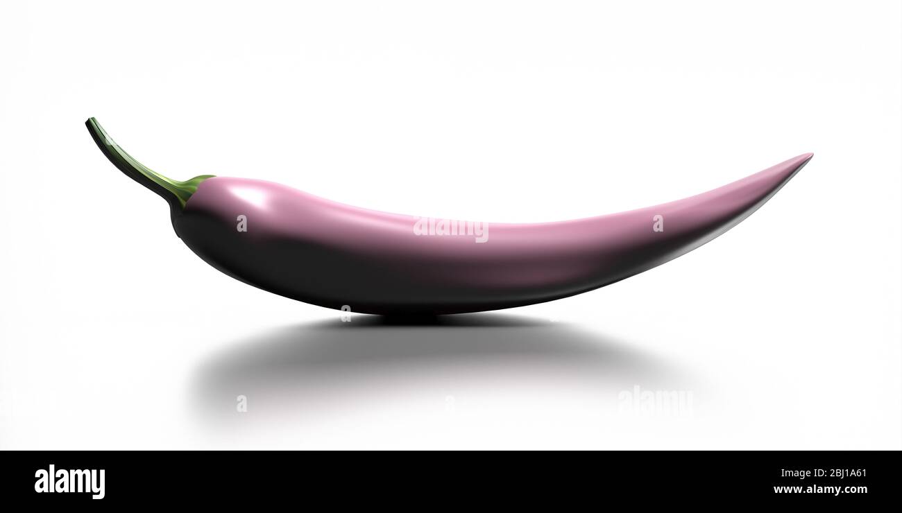 Piment de couleur rose isolé sur fond blanc. Cuisine mexicaine condiment épicé. illustration tridimensionnelle Banque D'Images