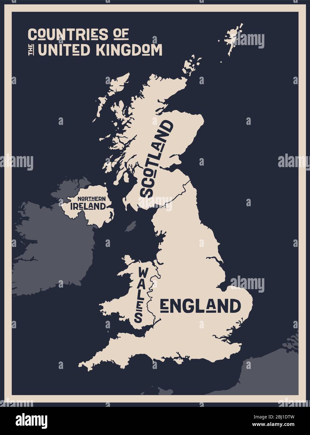 Affiche carte des pays du Royaume-Uni Illustration de Vecteur