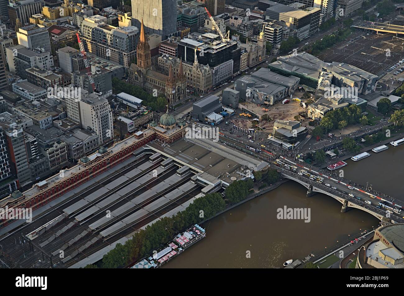 Station Flinders à Melbourne photographiée depuis le skydeck Banque D'Images