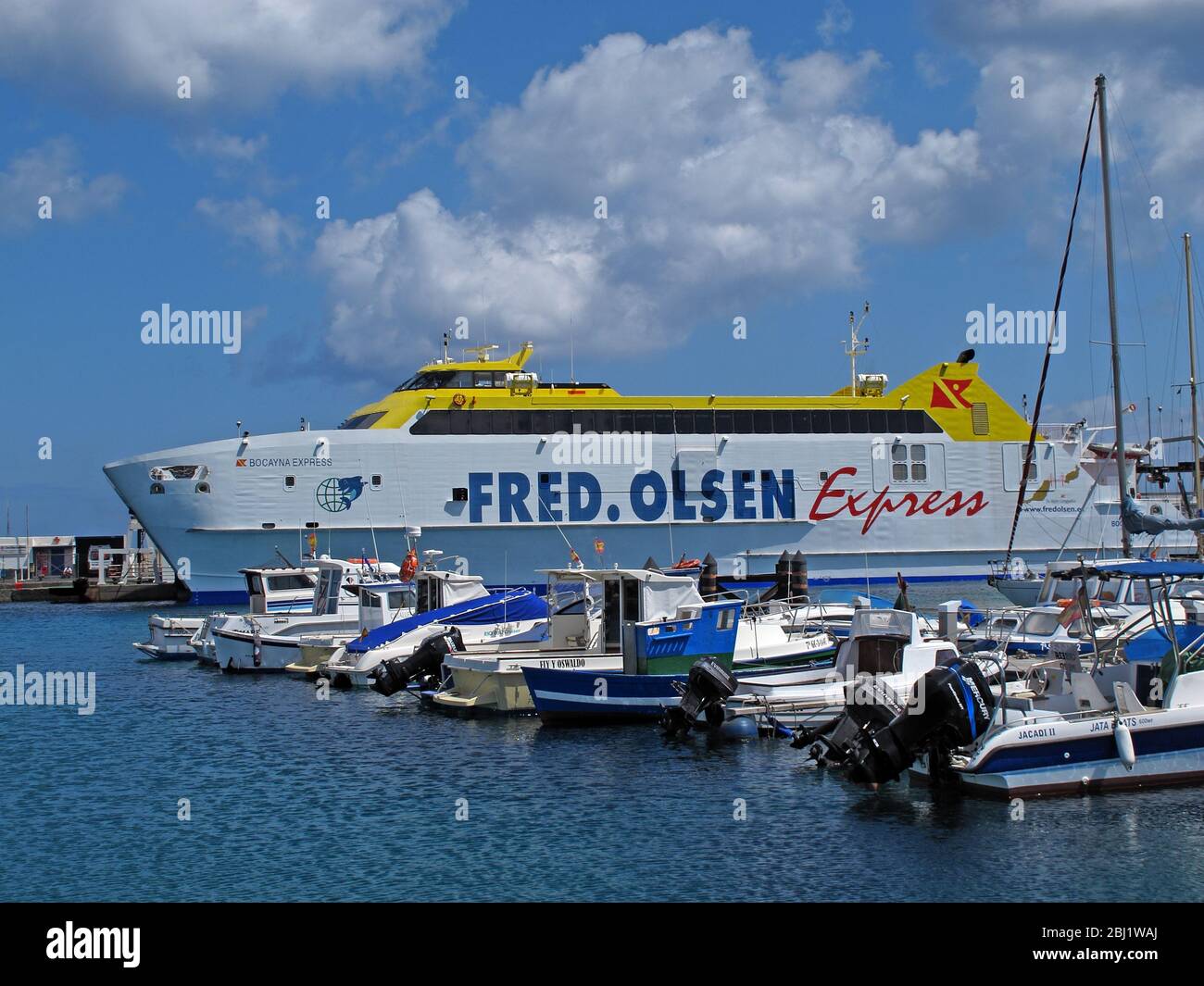 Bocayna Express Catamaran ferry, Fred Olsen express, transport maritime, Lanzarote, Canaries, Espagne, inter-île, Espagne, Europe Banque D'Images
