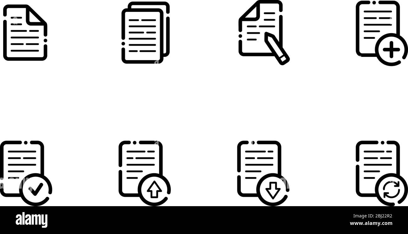 Ensemble d'icônes de gestion de fichiers et de documents d'administration. Logo en feuille de papier pour les sites Web, les médias sociaux et autres dessins Illustration de Vecteur