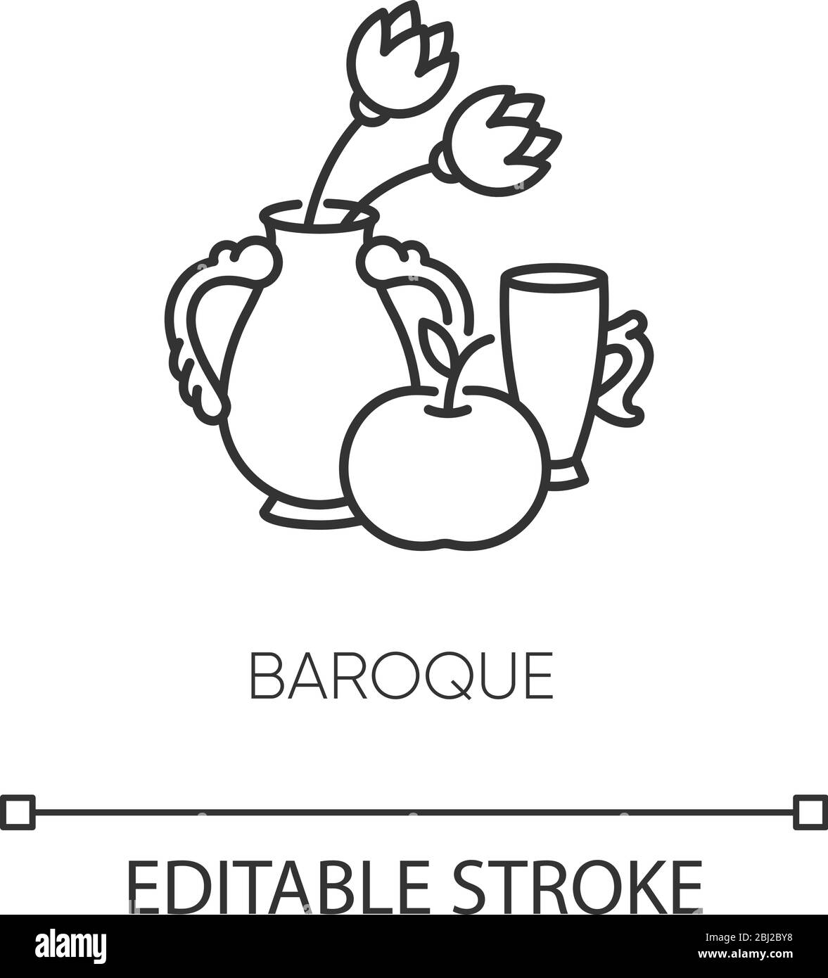 Icône linéaire parfaite de pixels baroques Illustration de Vecteur