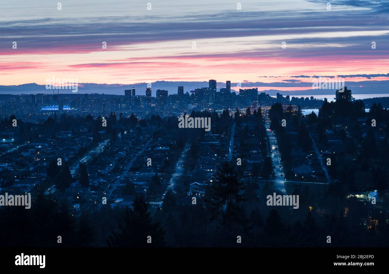 Premier plan de la zone résidentielle de l'est de Vancouver. Banque D'Images