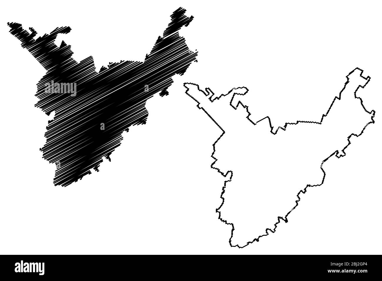 Prizren City (République du Kosovo) illustration vectorielle de carte, esquisse de griffonnage carte de la ville de Prizren Illustration de Vecteur