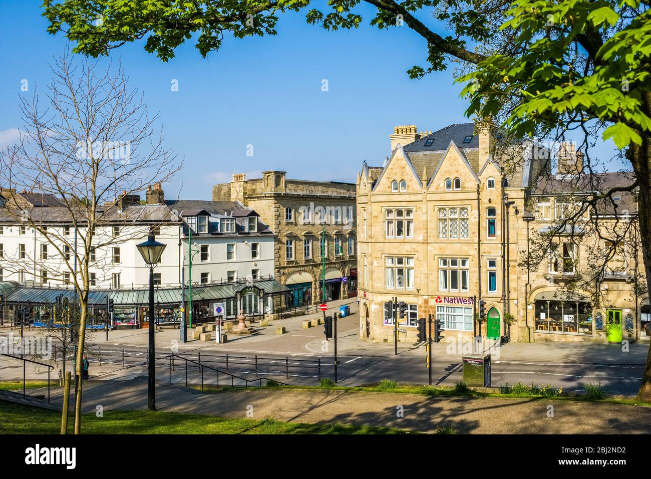Spring Gardens, le centre de la ville thermale de Peak District de Buxton dans le Derbyshire Banque D'Images