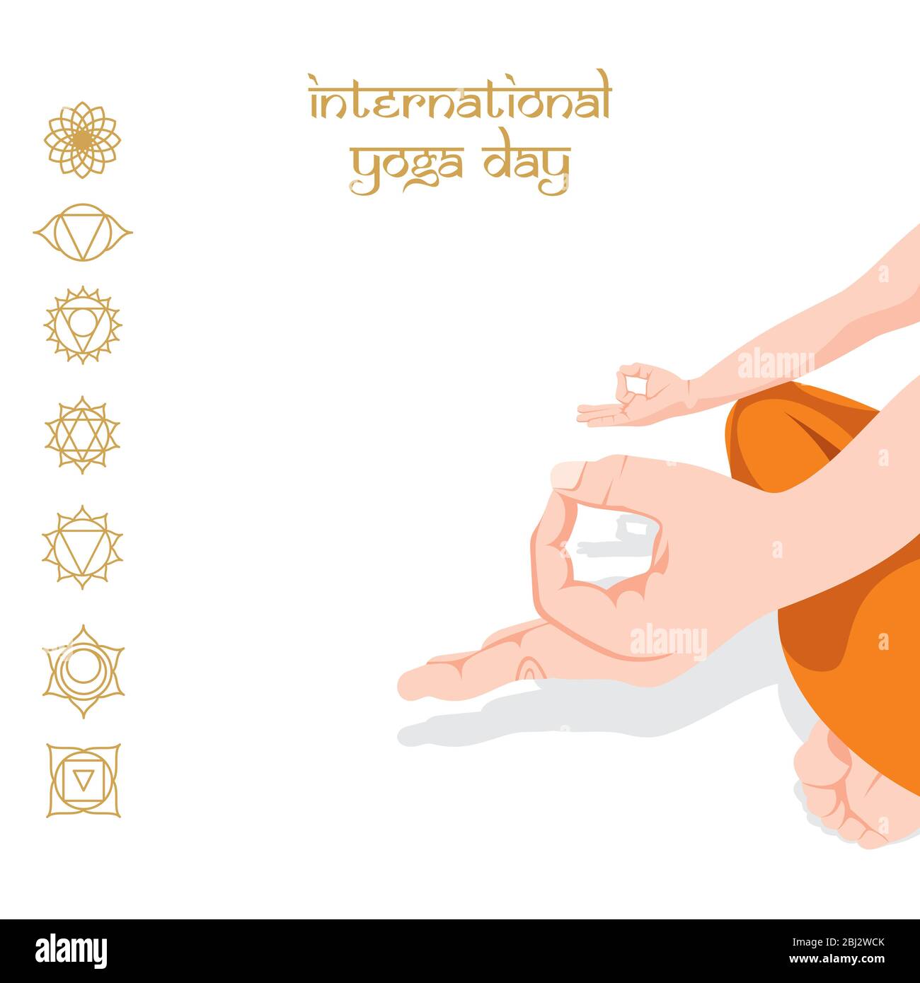 Main de yoga des hommes faisant la méditation, illustration de la journée internationale de yoga Illustration de Vecteur