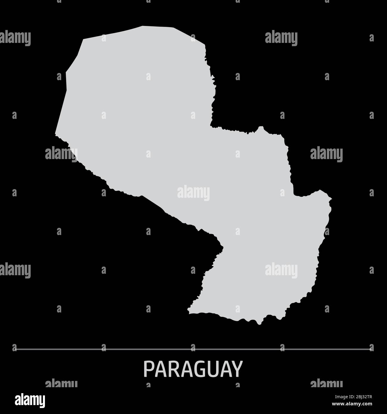 Illustration de l'icône de carte du Paraguay sur fond gris avec étiquette Illustration de Vecteur