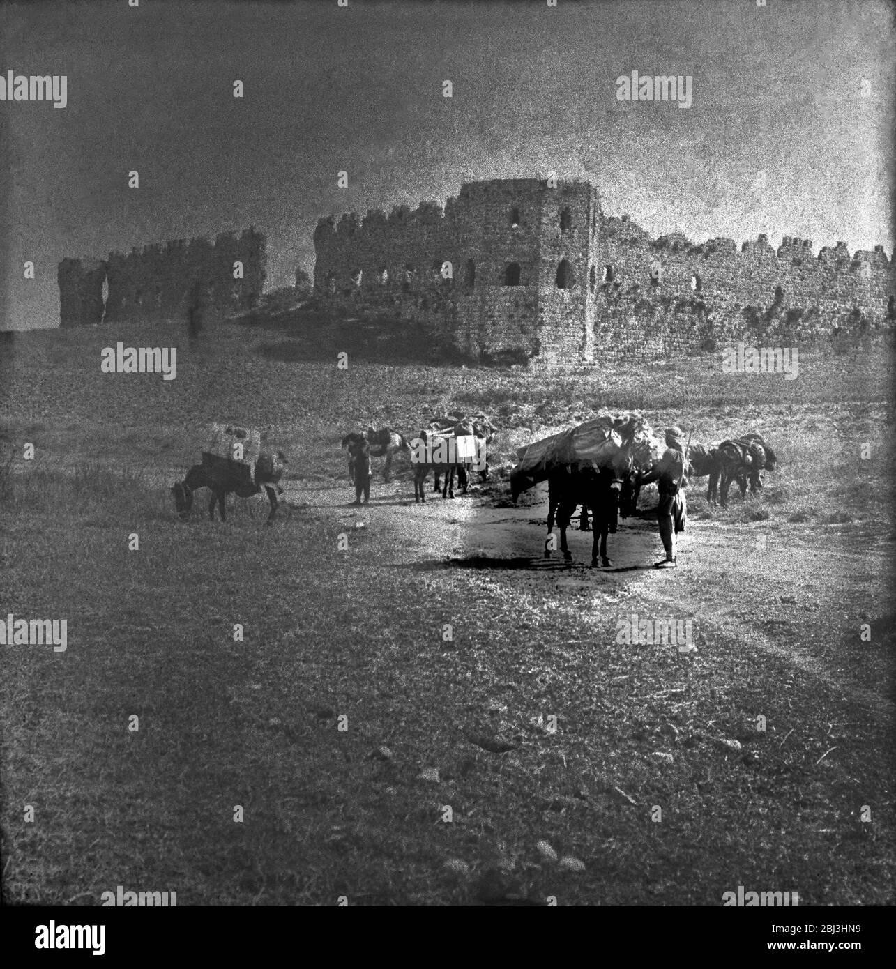 Villes et villages palestiniens du Moyen-Orient vers 1900 de la chrétienté médiévale, y compris les châteaux de Crusader et les pays méditerranéens. Les anciens villages jordaniens, égyptiens et israéliens avant la première Guerre mondiale Banque D'Images