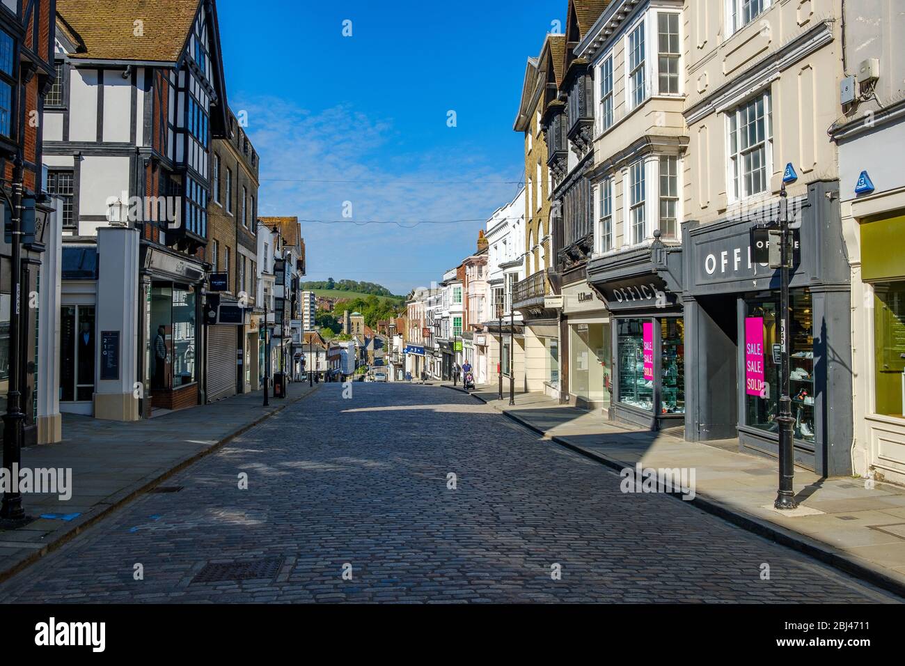 Vide High Street Guildford Surrey : verrouillage de Covid-19 Banque D'Images