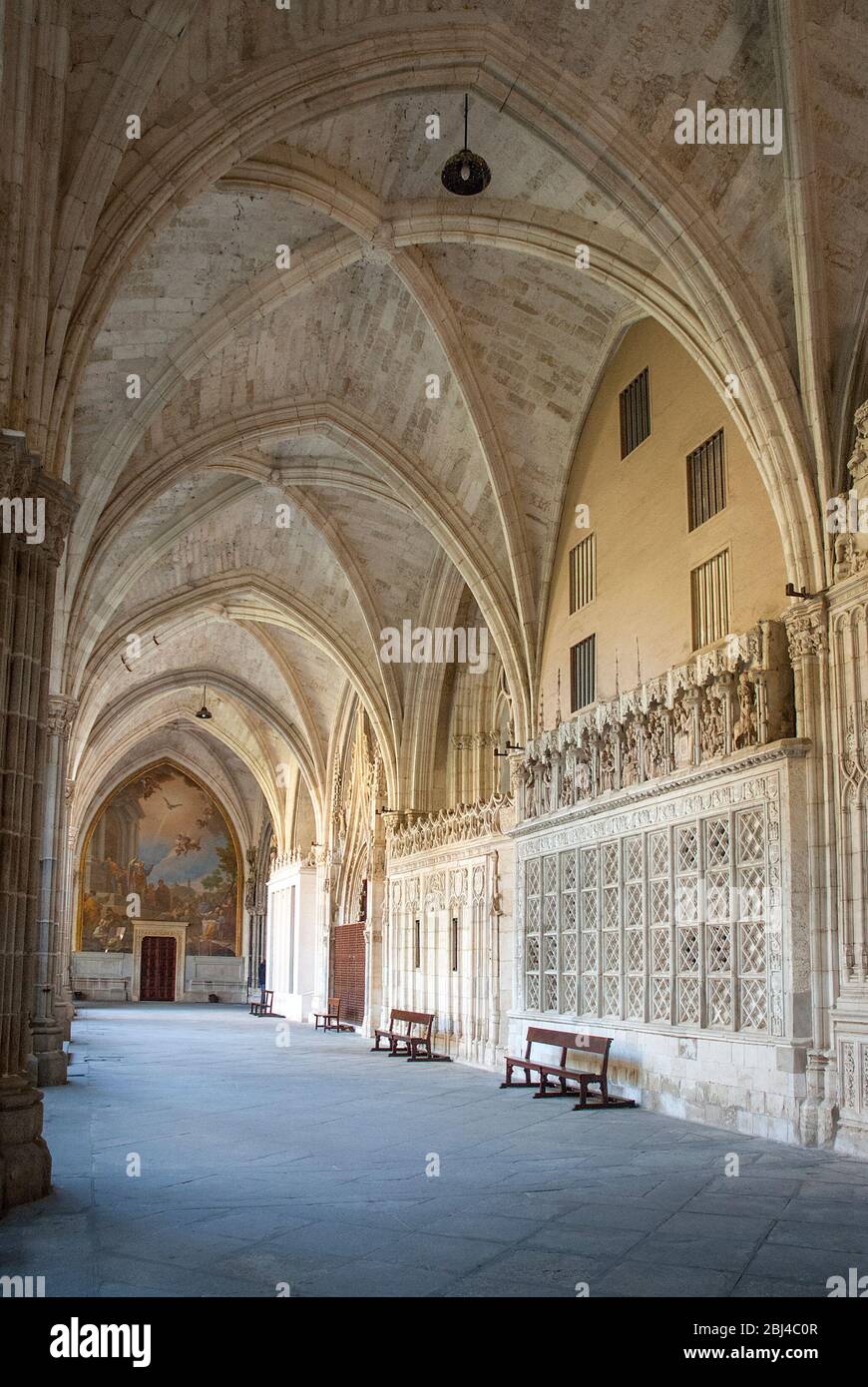 Plafond voûté dans les cloître de Catedral Primada Santa María de Toledo, Tolède, Castille-la Manche, Espagne Banque D'Images