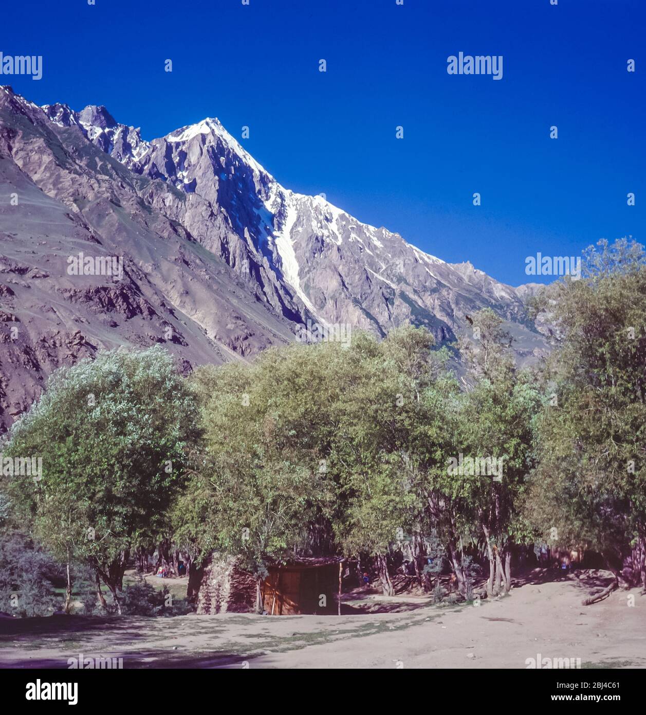 Pakistan, régions du nord des montagnes Karakoram. Scène tranquille à proximité du village d'Askole, le dernier des villages avant les hautes montagnes des Glaciers Baltoro et Biafo Banque D'Images