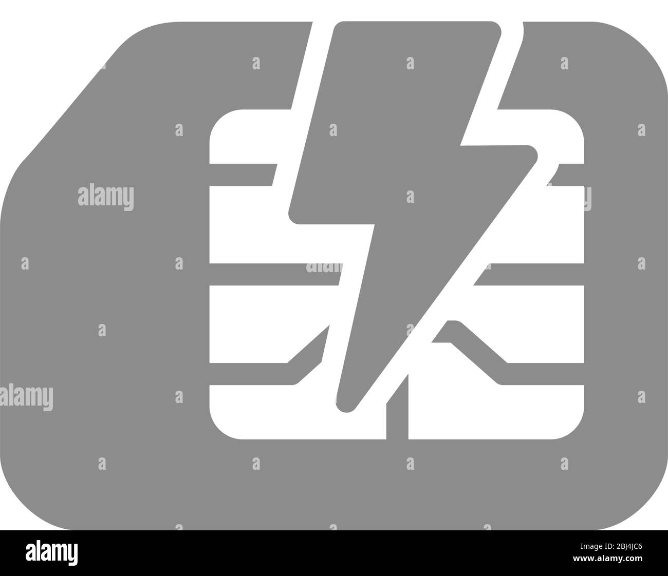 Icône grise plate cassée de la carte SIM. Puce téléphonique endommagée, symbole de carte mobile Illustration de Vecteur