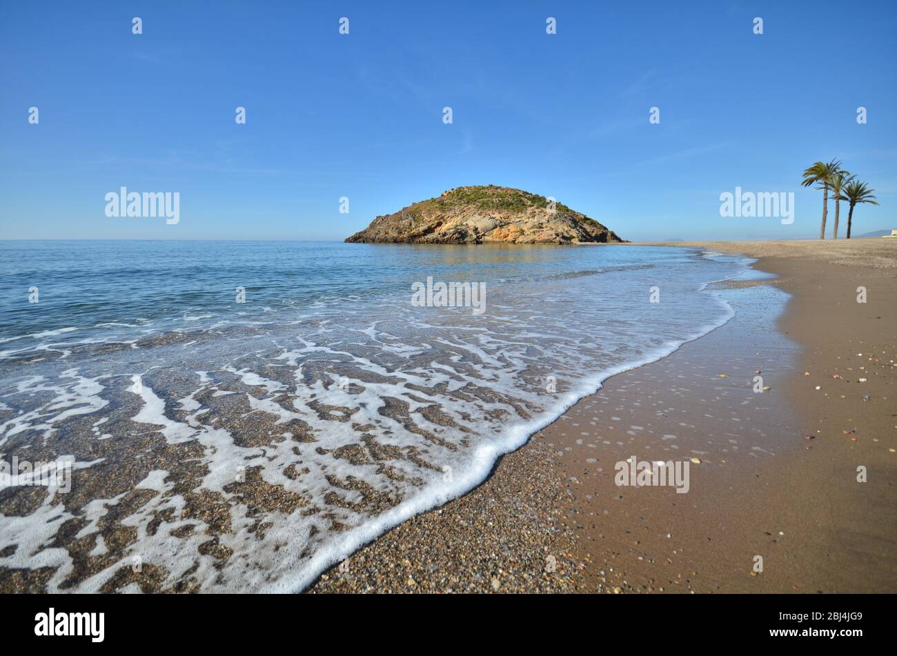 Playa de Nares le matin. Le long de la côte de Mazarrón. Murcie. Espagne. Banque D'Images