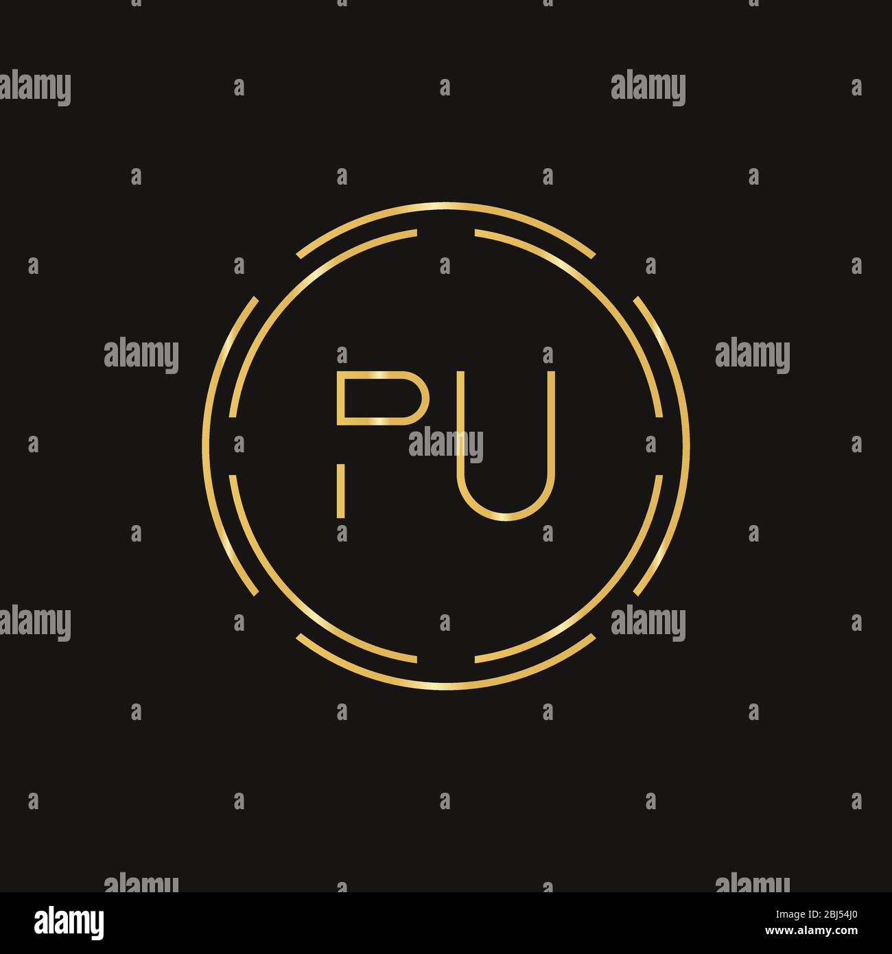 Lettre initiale de conception de logo de PU modèle vectoriel. Lettre de PU Logo Design Illustration de Vecteur