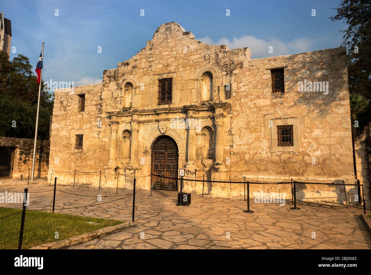 Vue extérieure du fort Alamo mission à San Antonio Texas USA Banque D'Images