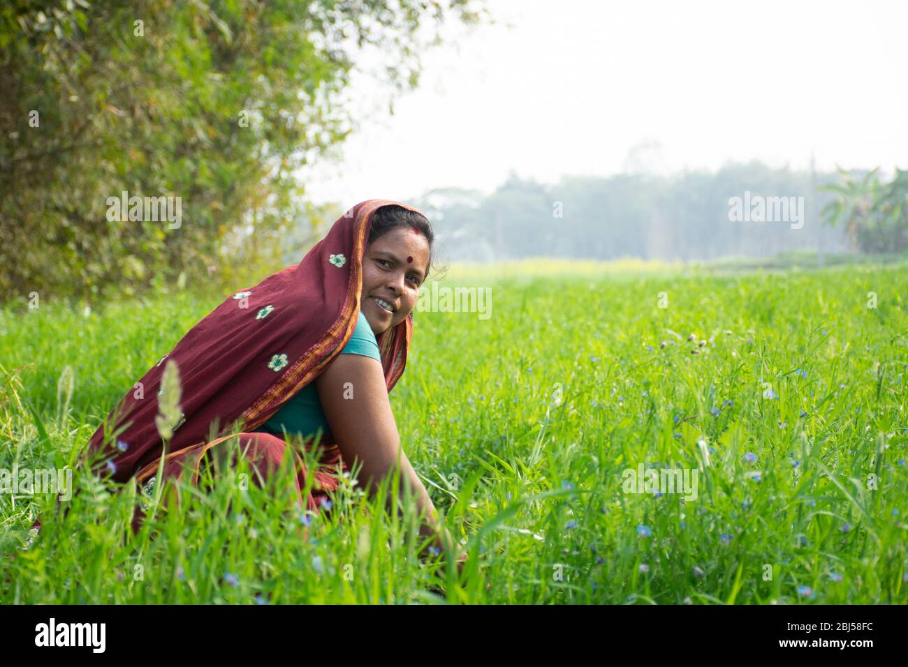 femme indienne agriculteur Banque D'Images