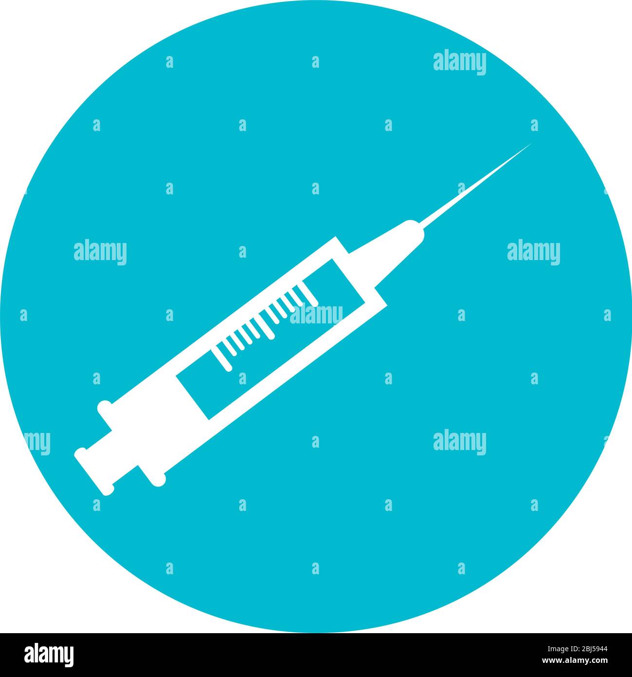 seringue d'injection dans l'icône circulaire isolée du cadre Illustration de Vecteur