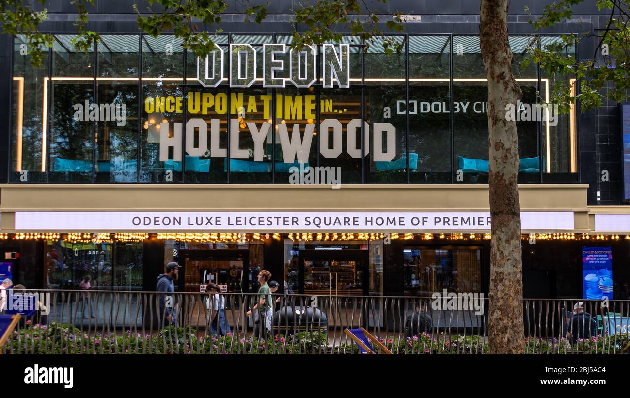 Londres, Royaume-Uni - 18 août 2019 : la façade du cinéma Odéon à Leicester Square Banque D'Images