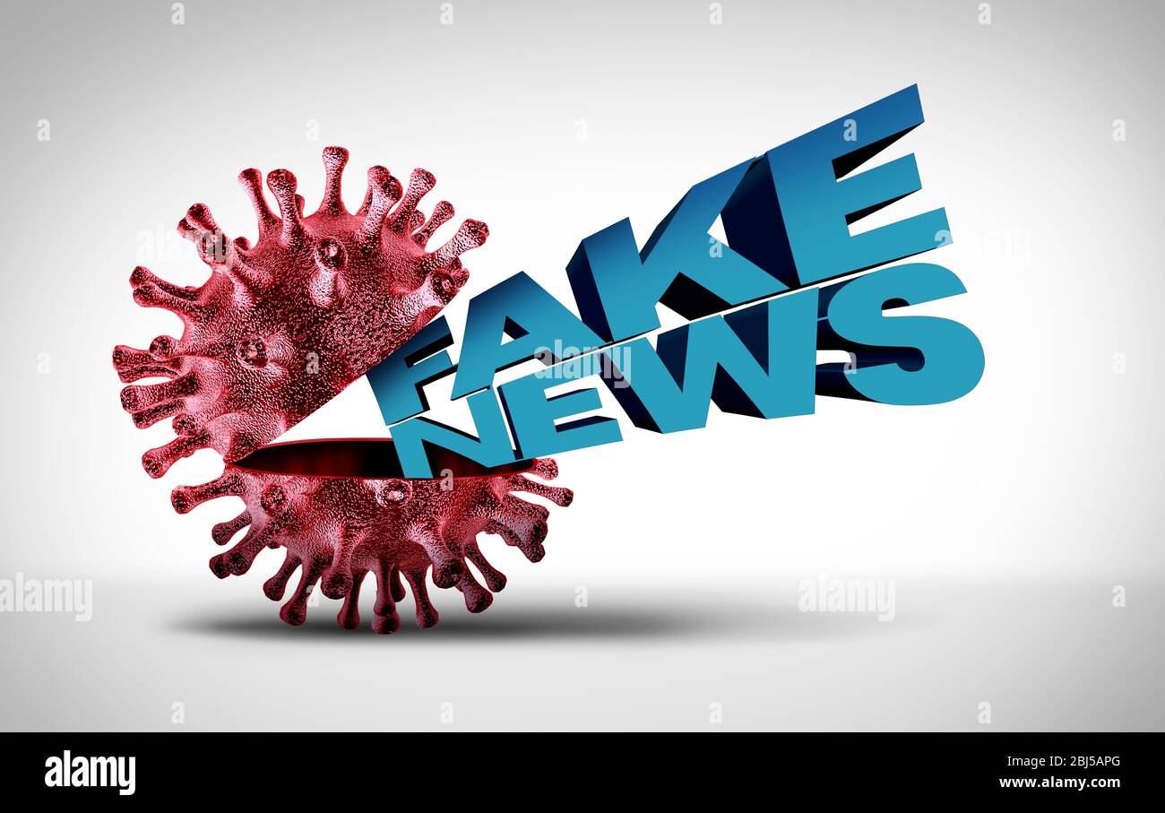 Covid-19 fausses nouvelles et des escroqueries de coronavirus ou des mensonges médicaux et des cicatrices de virus comme menteurs malhonnêtes diffusant de fausses informations médicales et des médicaments non éprouvés. Banque D'Images