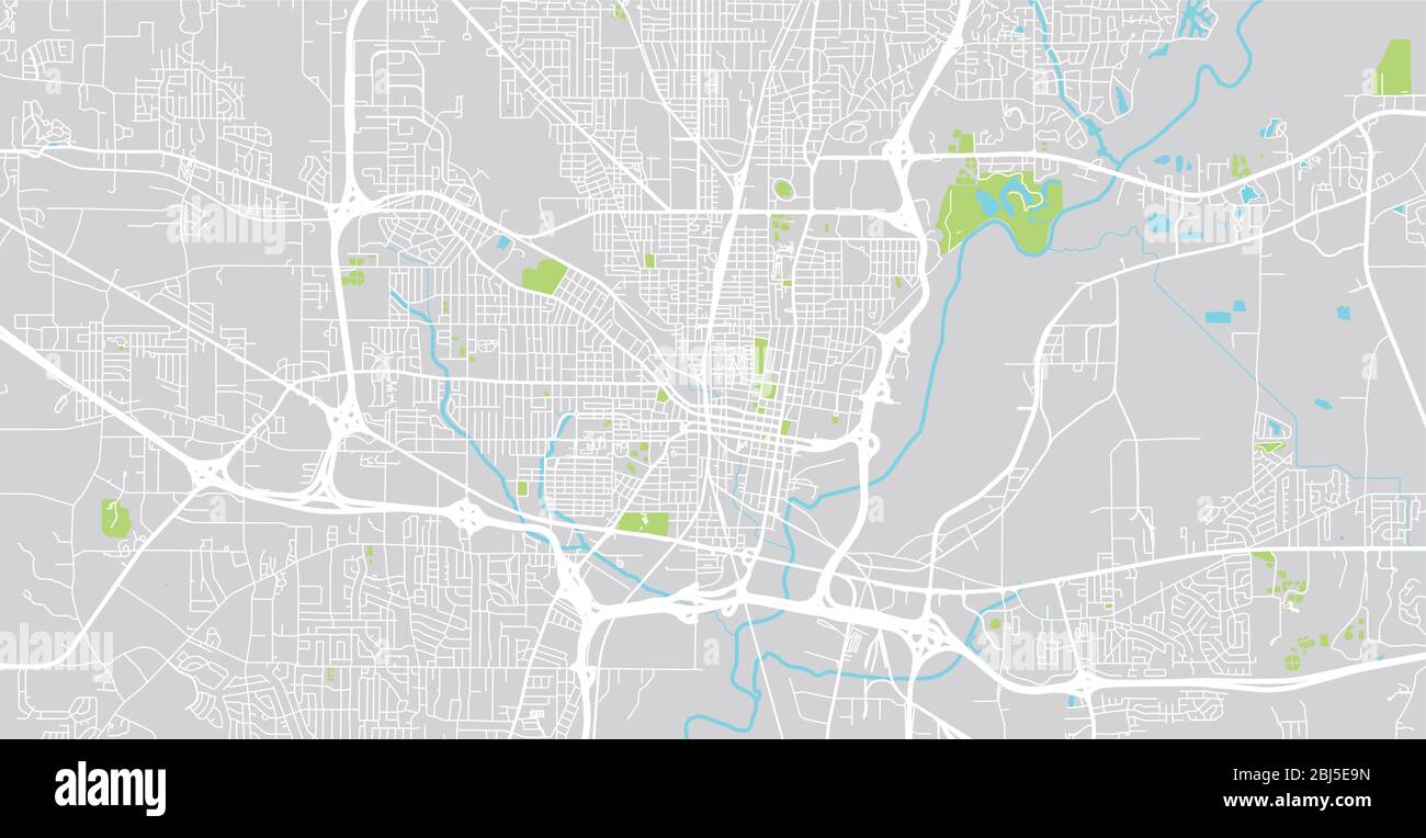 Plan urbain vectoriel de la ville de Jackson, États-Unis. Capitale de l'État du Mississippi Illustration de Vecteur