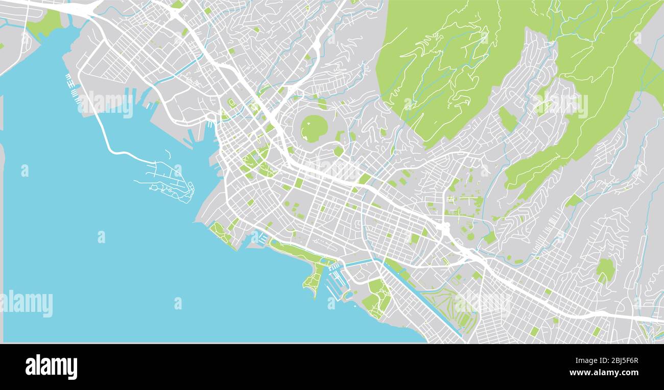 Plan urbain vectoriel de Honolulu, États-Unis. Capitale de l'État d'Hawaï Illustration de Vecteur