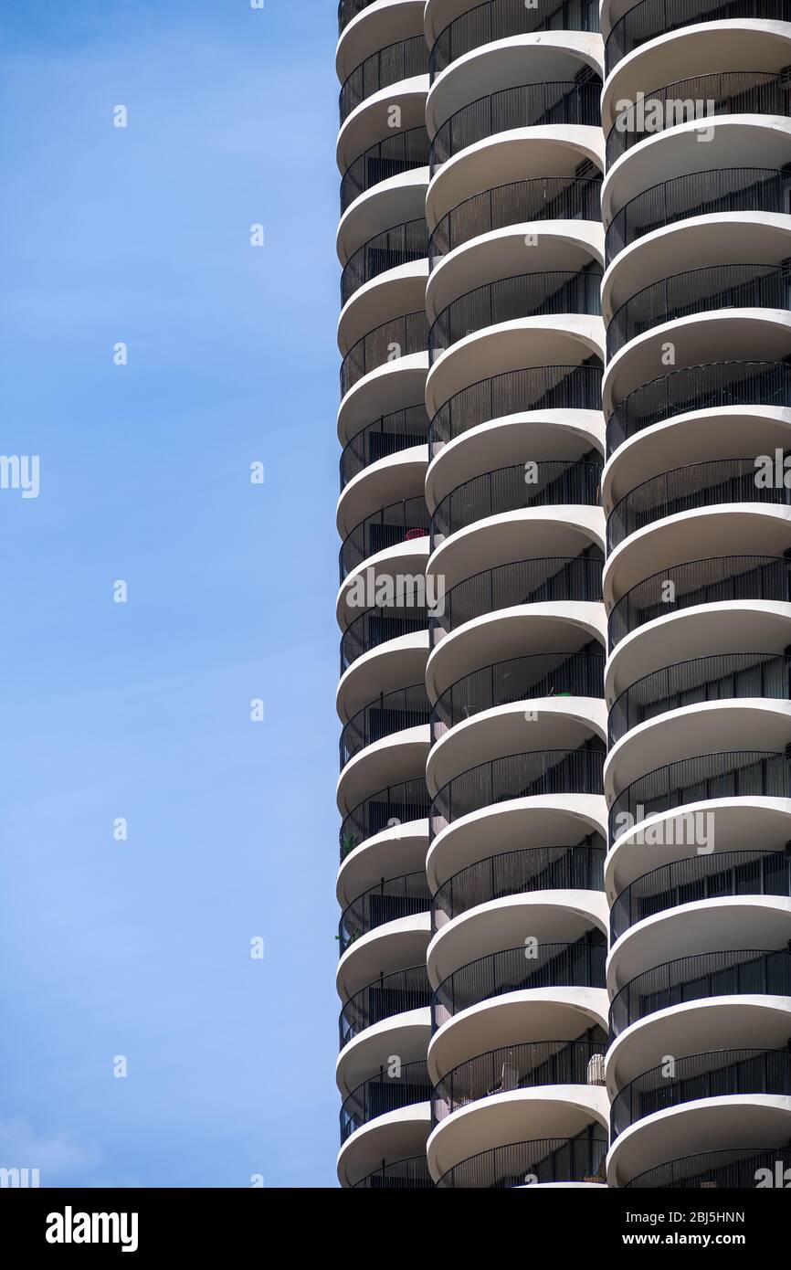 Détail de Marina City conçu par Bertrand Goldberg Banque D'Images