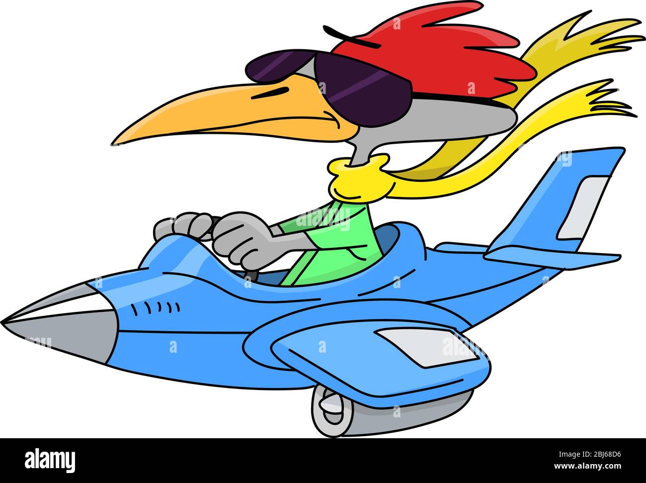 Un oiseau de bande dessinée volant une petite illustration vectorielle d'avion Illustration de Vecteur