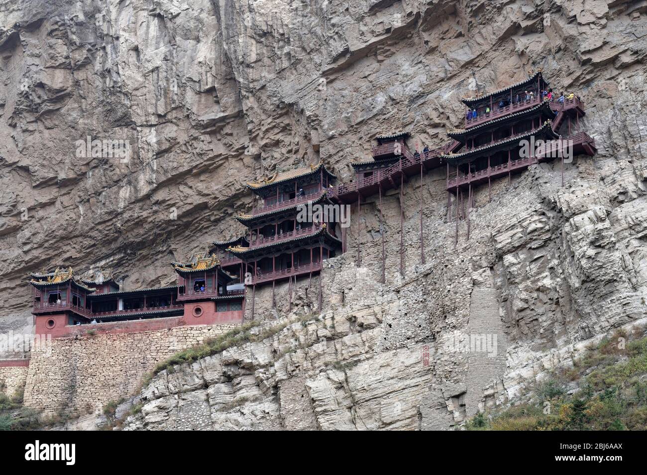 Monastère suspendu Xuankong si, Tangjiazhuang, Datong, Shanxi Sheng, Chine Banque D'Images