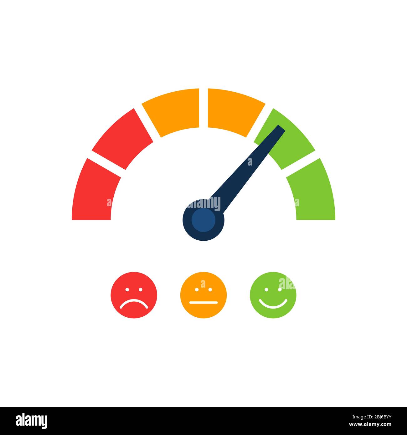 Illustration vectorielle créative du compteur de satisfaction client. Différentes émotions art design de rouge à vert. Elément graphique de concept abstrait Illustration de Vecteur