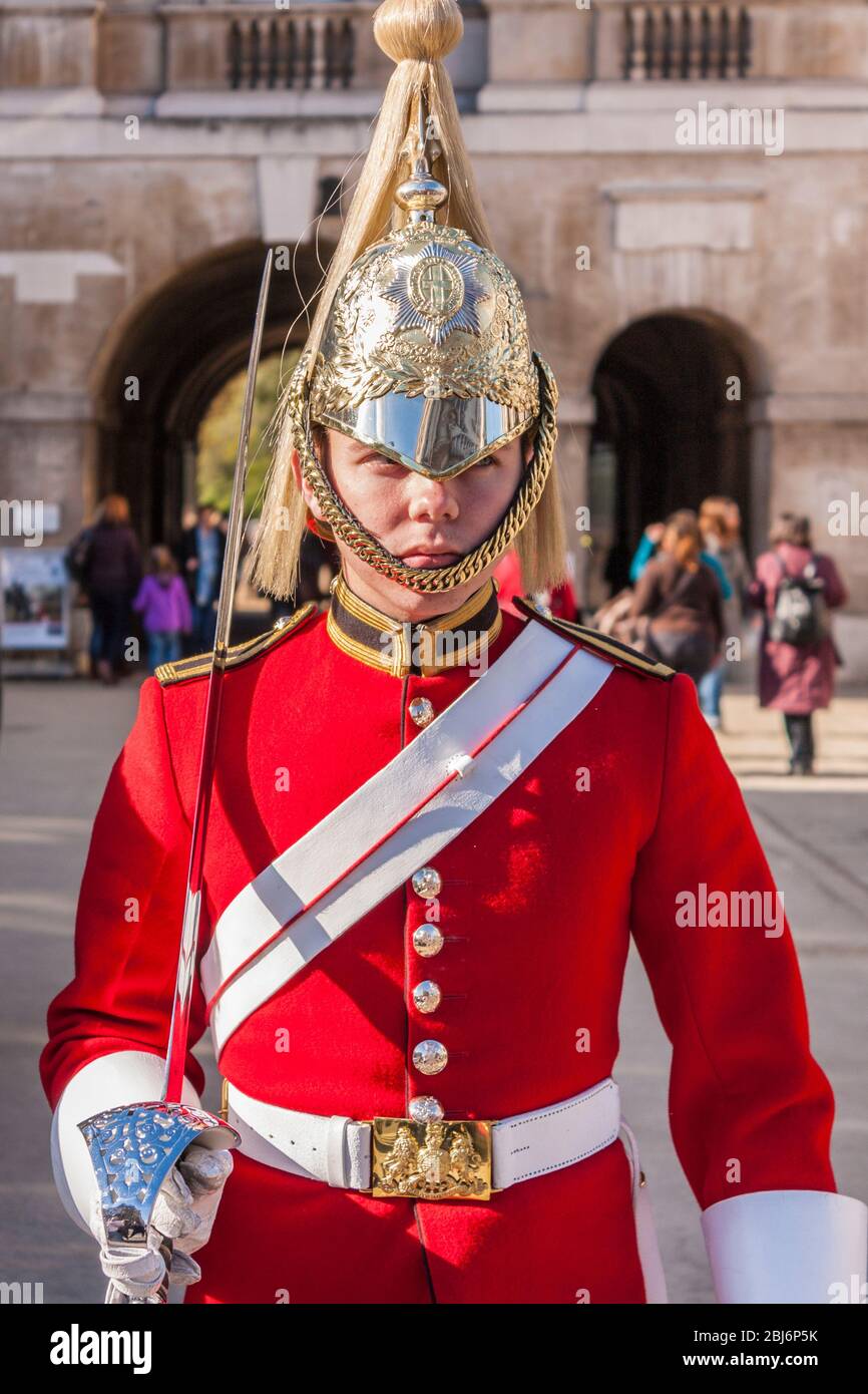 Les gardes de la vie sont soldats de la British Houseer Cavalry, Londres, Angleterre, GB, Royaume-Uni Banque D'Images