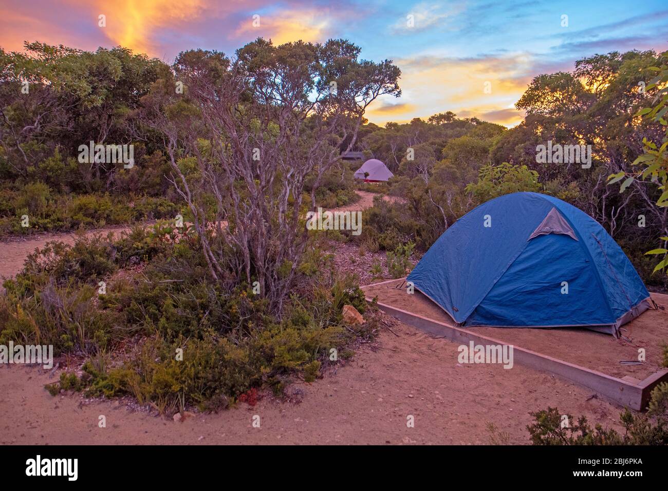 Lever du soleil au camping de Takea sur la piste sauvage de Kangaroo Island Banque D'Images