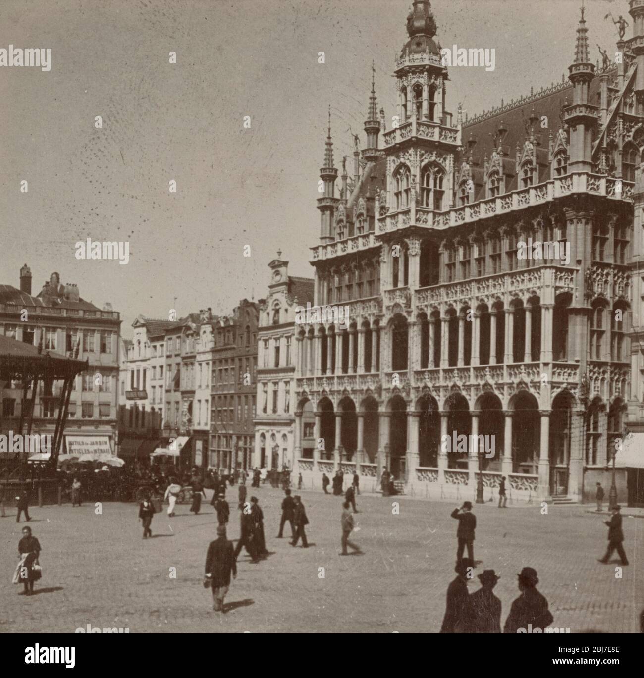 Place Hotel de Ville, Bruxelles, Belgique, vers 1896 Banque D'Images