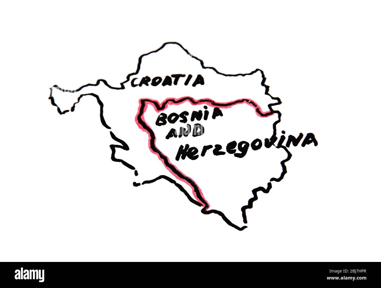 Carte de la Croatie et de la Bosnie-Herzégovine - concept de différend territorial Banque D'Images