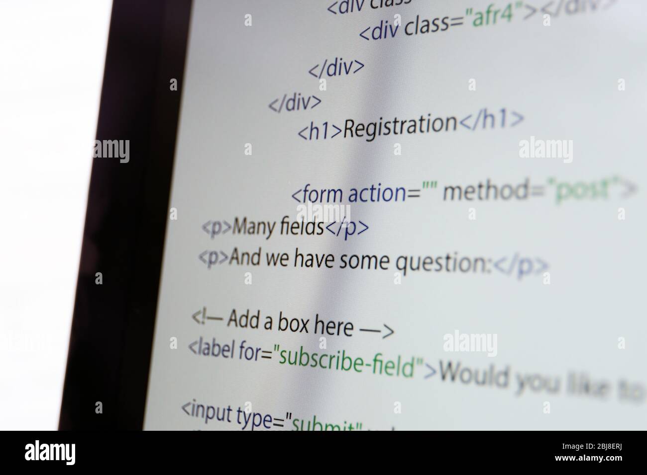 Site Web codes sur écran d'ordinateur. Banque D'Images