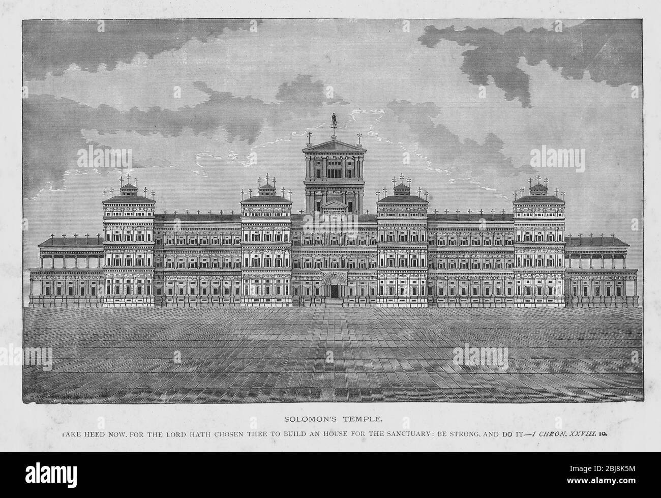 Illustration Temple de Solomons de la bible parallèle c1895 Banque D'Images