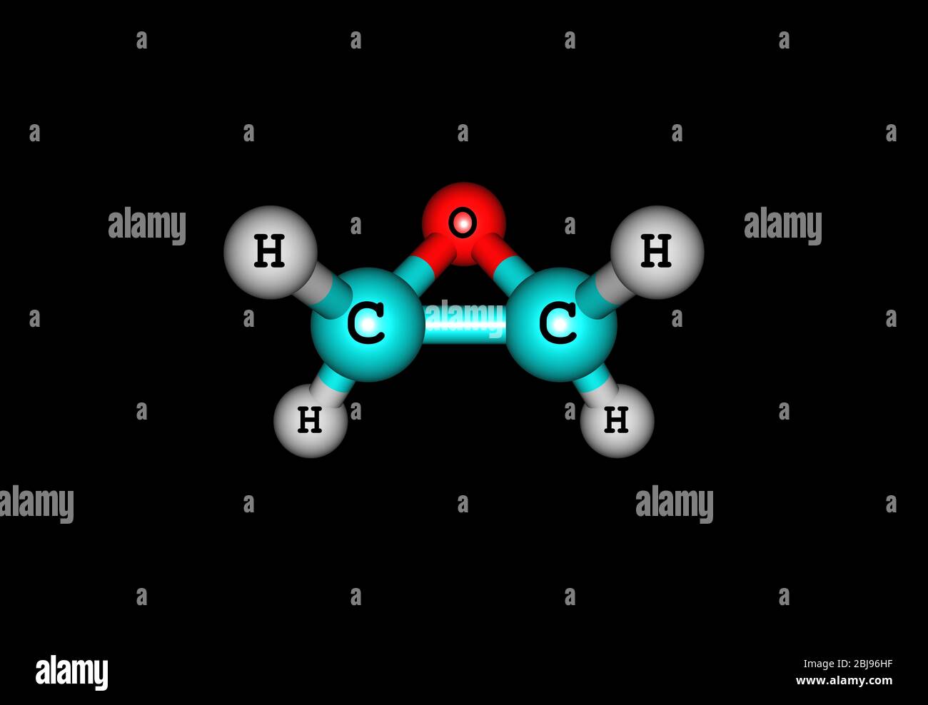 L'oxyde d'éthylène, également appelé oxirane, est le composé organique. Il s'agit d'oxyde est un gaz inflammable incolore à température ambiante, avec une odeur douce et légèrement douce Banque D'Images