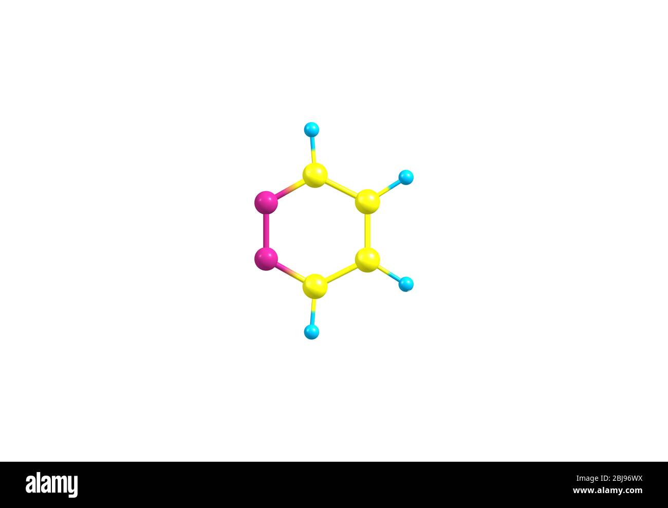 La pyridazine est un composé organique hétérocyclique dont la formule moléculaire est CH)4 N2. Il contient un cycle à six chaînons avec deux atomes d'azote adjacents. Banque D'Images