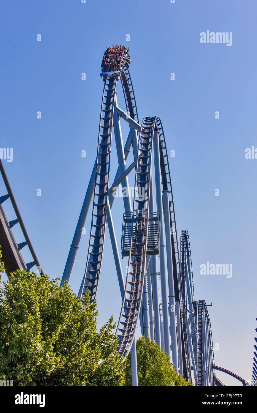 Montagnes russes à Europapark, Rust, Allemagne Banque D'Images