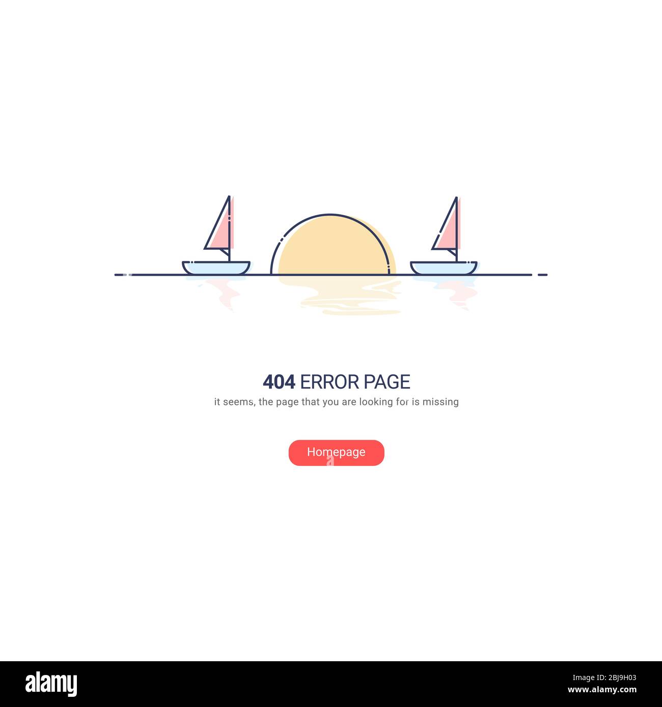 Une page d'erreur 404 affiche les jeux de soleil entre deux navires formés le numéro 404 Illustration de Vecteur