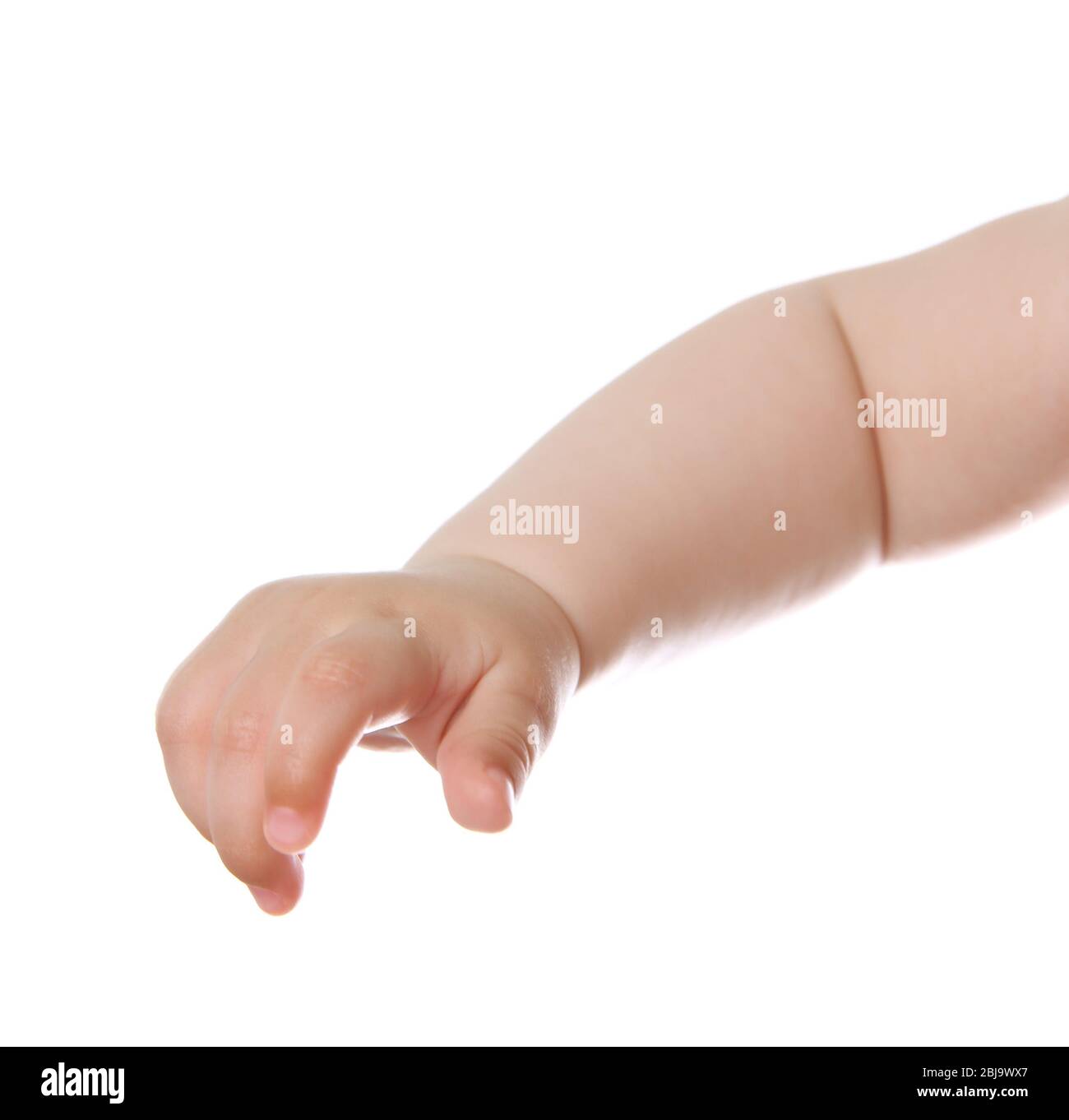 Main de bébé, isolée sur blanc Banque D'Images