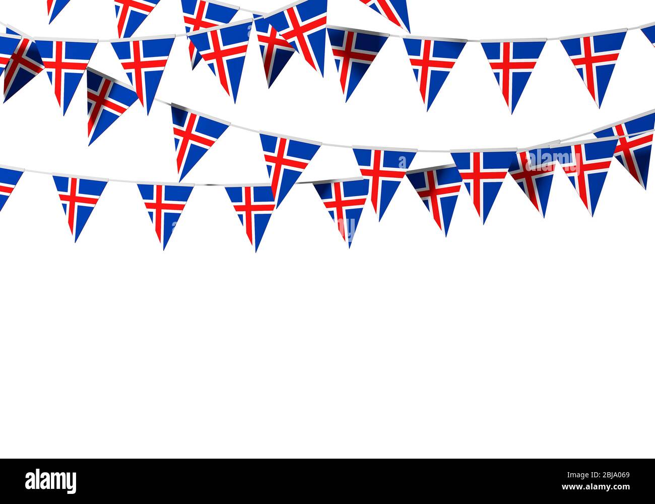 L'Islande marque un bondes festives sur un fond Uni. Rendu 3D Banque D'Images