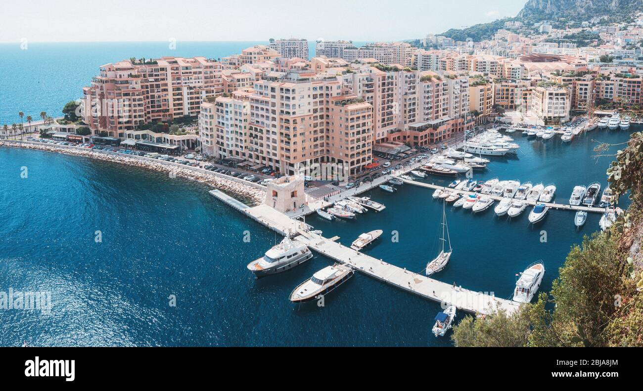 Vue sur le port de Monégasque Port de Fontvieille à Monaco Banque D'Images