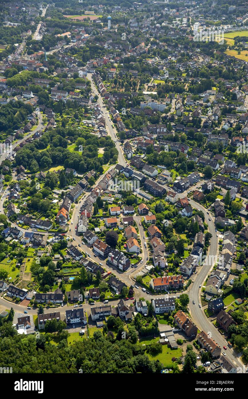 village insulaire d'un domaine résidentiel entre la route Katte Dahl et la rue Oberhausen à Essen, 23.06.2016, vue aérienne, Allemagne, Rhénanie-du-Nord-Westphalie, région de la Ruhr, Essen Banque D'Images